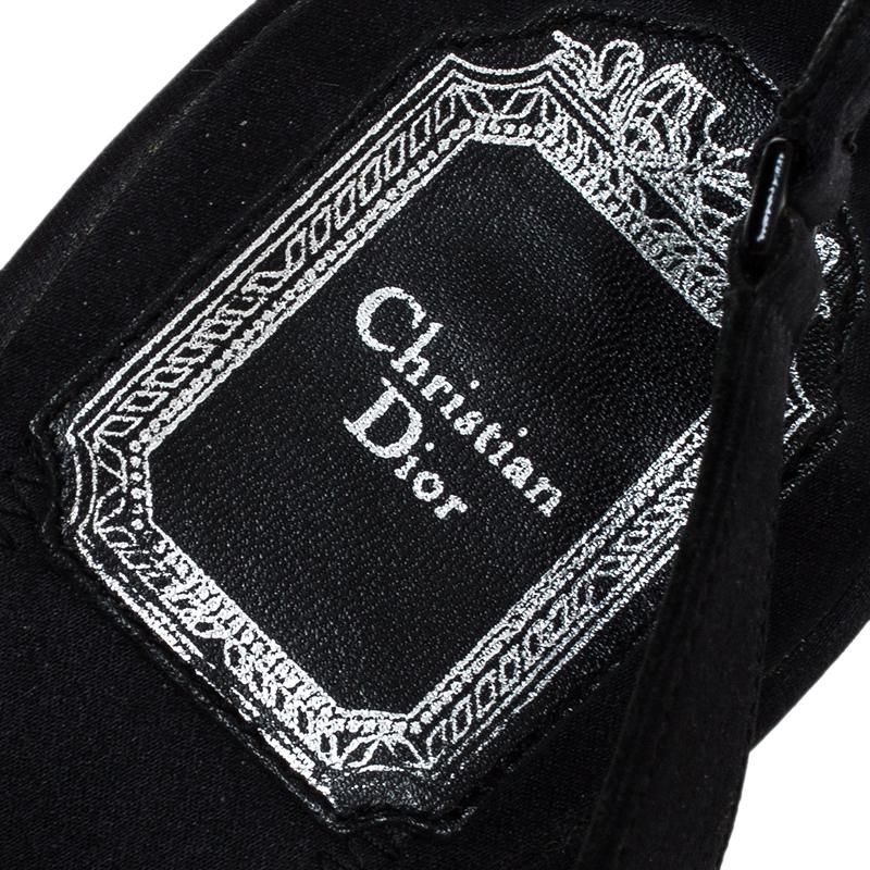Dior Black Mesh and Satin Peep Toe Slingback Sandals Size 40.5 2