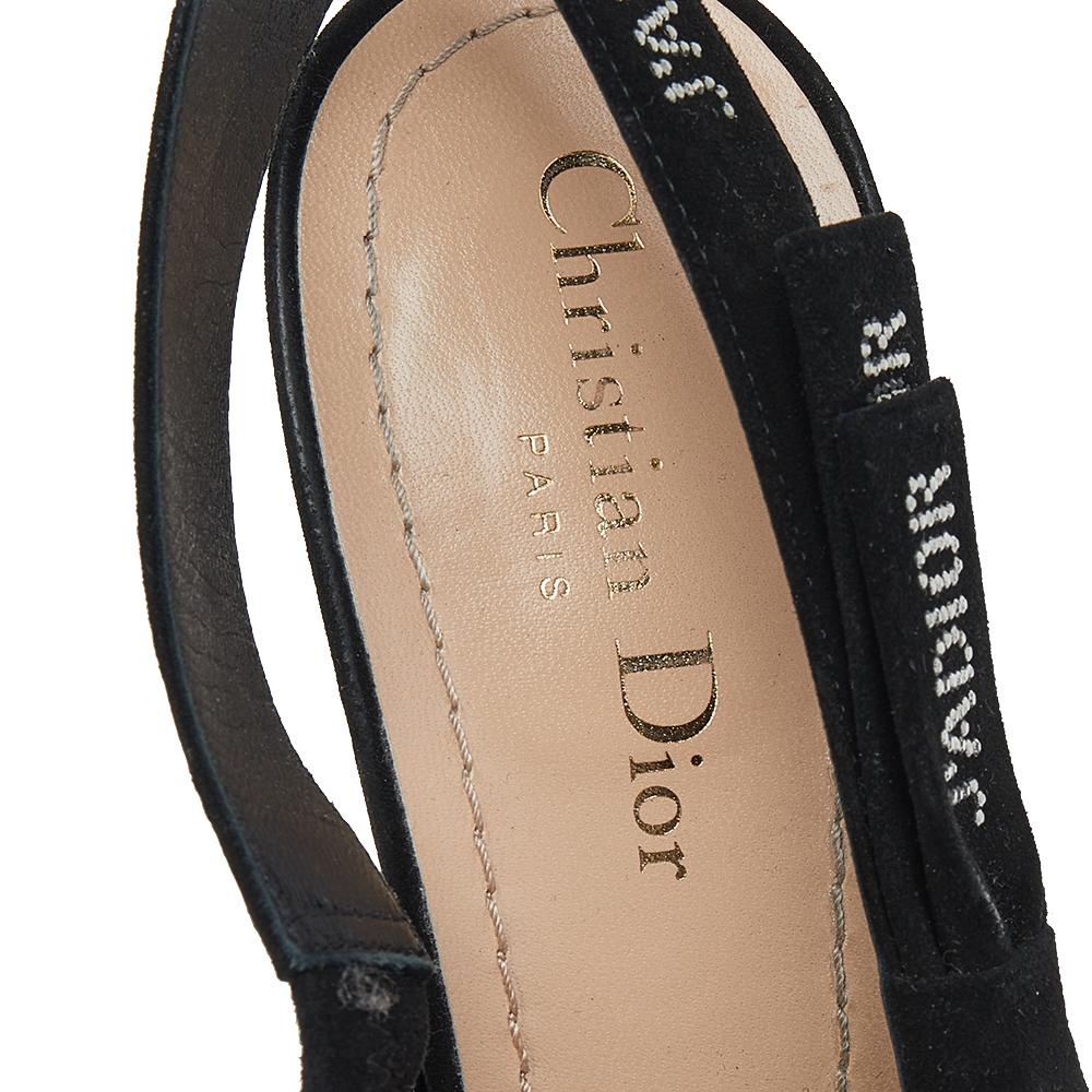 Dior Black Mesh And Suede J'adior Pointed Toe Slingback Sandals Size 39 In Good Condition In Dubai, Al Qouz 2
