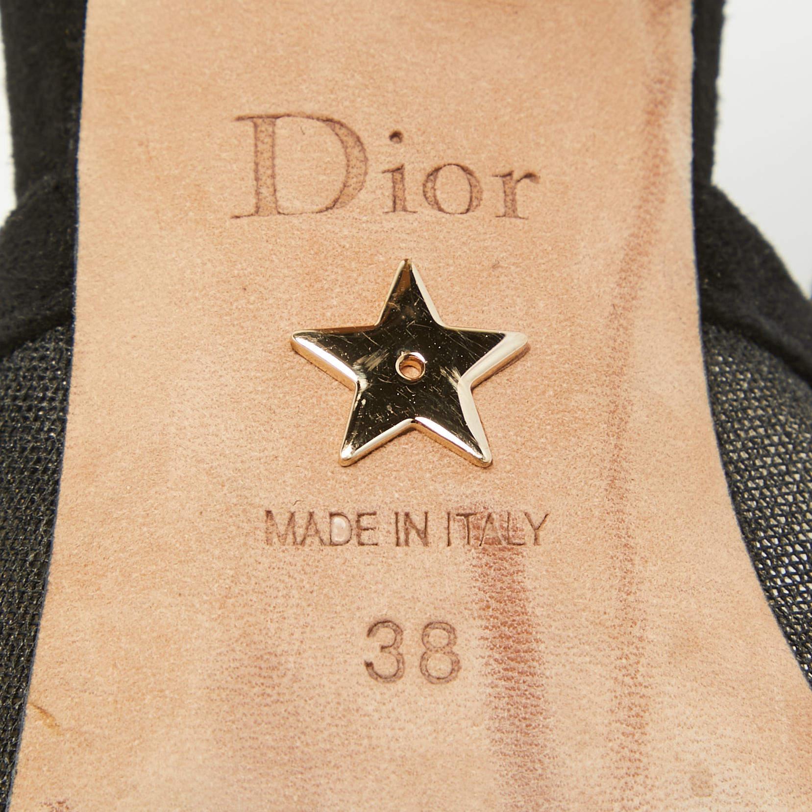 Dior Black Mesh and Suede J'adior Slingback Pumps Size 38 4