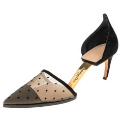 Christian Dior Schwarz Mesh und Wildleder Surreal D Eye Detail Pointed Toe Pumps Größe 39