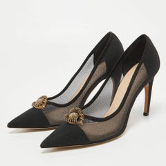 Dior Black Mesh And Suede Surreal D Eye Detail Pointed Toe Pumps Size 41