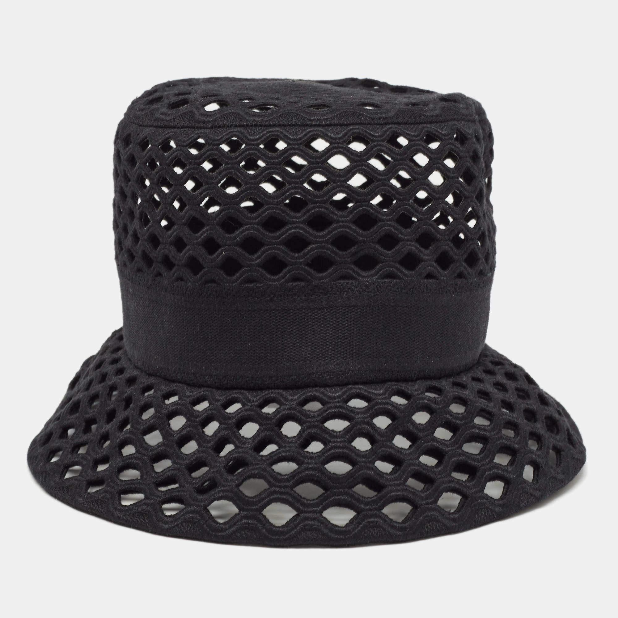 Women's Dior Black Mesh Bucket Hat Size 58