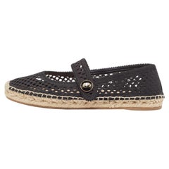 Dior Caro Espadrille flache Schuhe aus schwarzem Mesh Größe 38,5