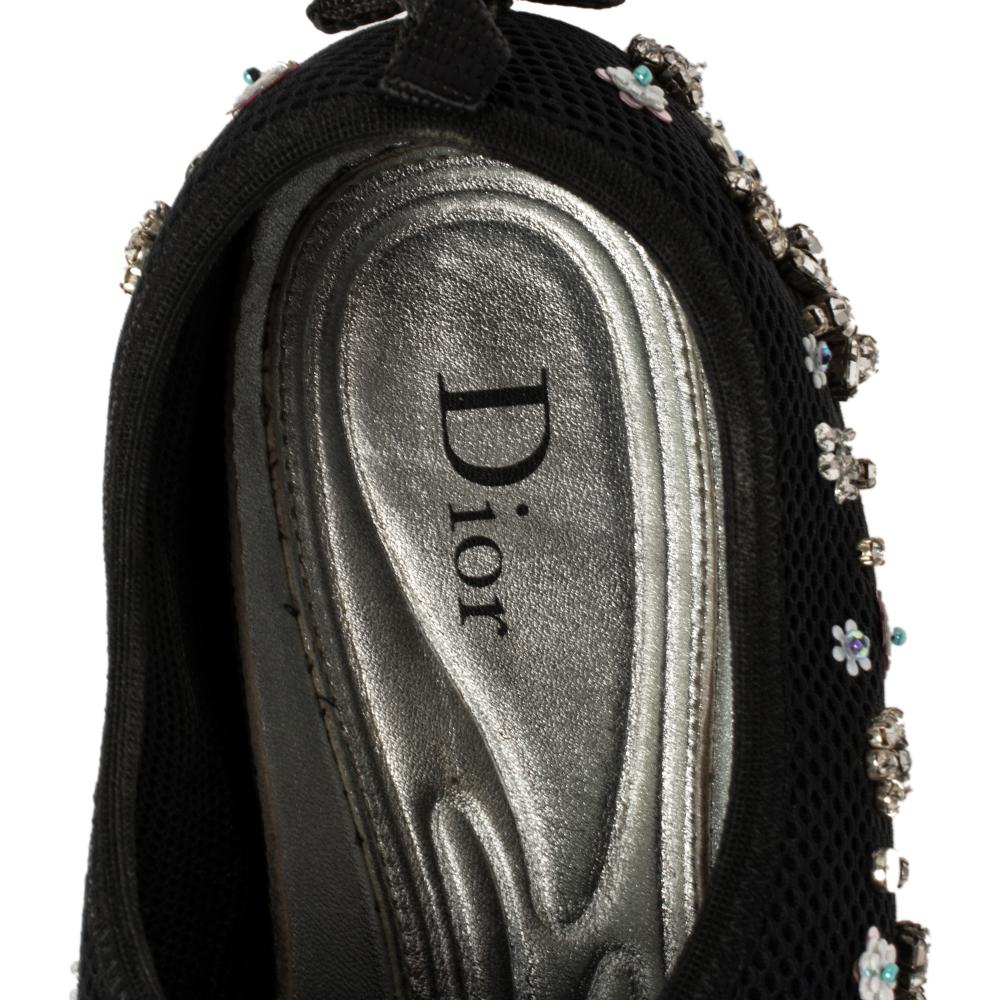 Dior Black Mesh Crystal Embellished Fusion Sneakers Size 38.5 1