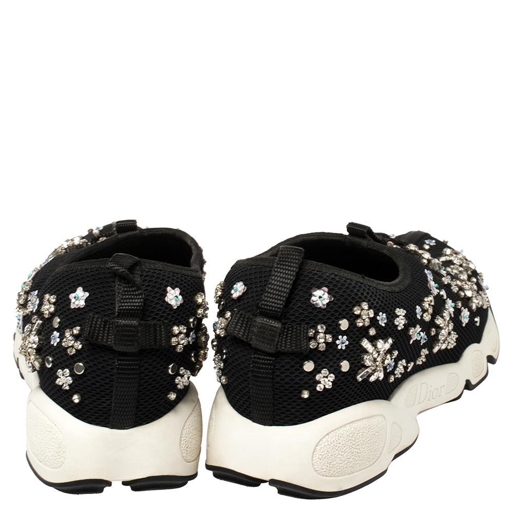 Dior Black Mesh Crystal Embellished Fusion Sneakers Size 38.5 2