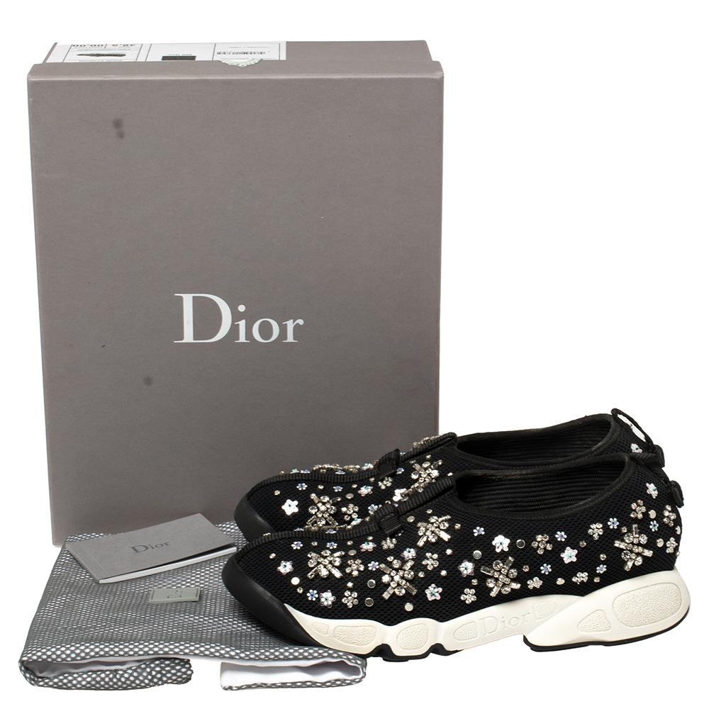 Dior Black Mesh Crystal Embellished Fusion Sneakers Size 38.5 4