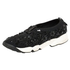 Dior Black Mesh Crystal Embellished Fusion Sneakers Size 40