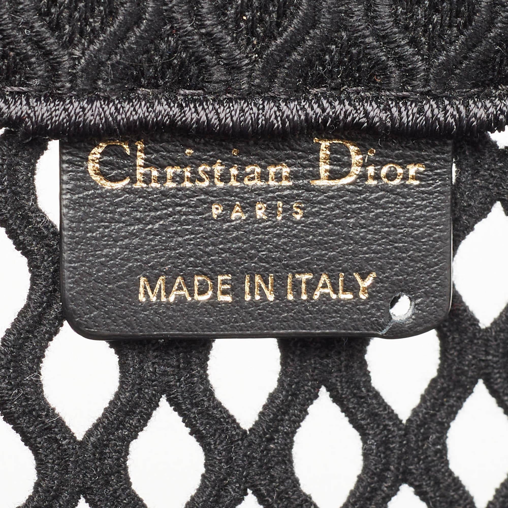Dior Black Mesh Embroidered Canvas Large Book Tote For Sale 3