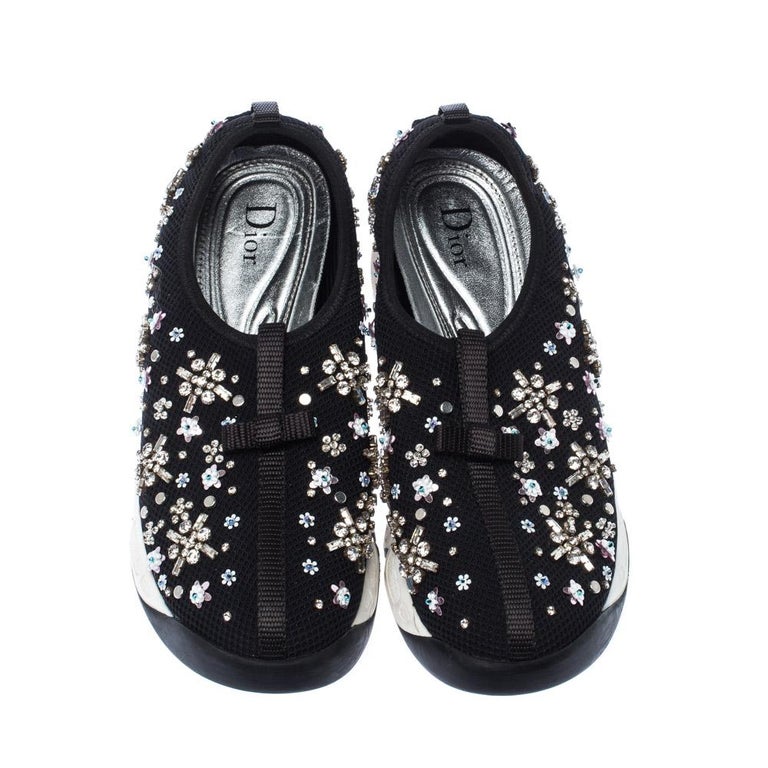 Dior Black Mesh Fusion Crystal Embellished Slip On Sneakers Size 36.5 ...