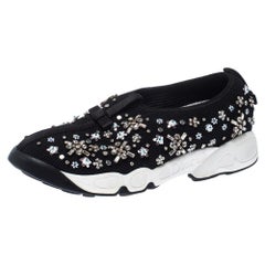 Dior Black Mesh Fusion Crystal Embellished Slip On Sneakers Size 36.5