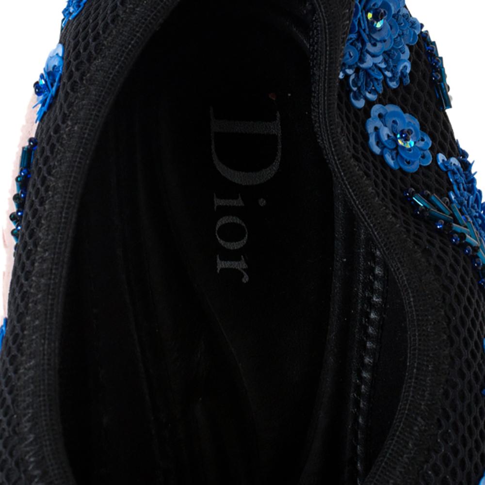 Dior Black Mesh Fusion Crystal Embellished Slip On Sneakers Size 37 3