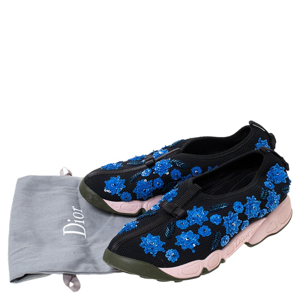 Dior Black Mesh Fusion Crystal Embellished Slip On Sneakers Size 37 4