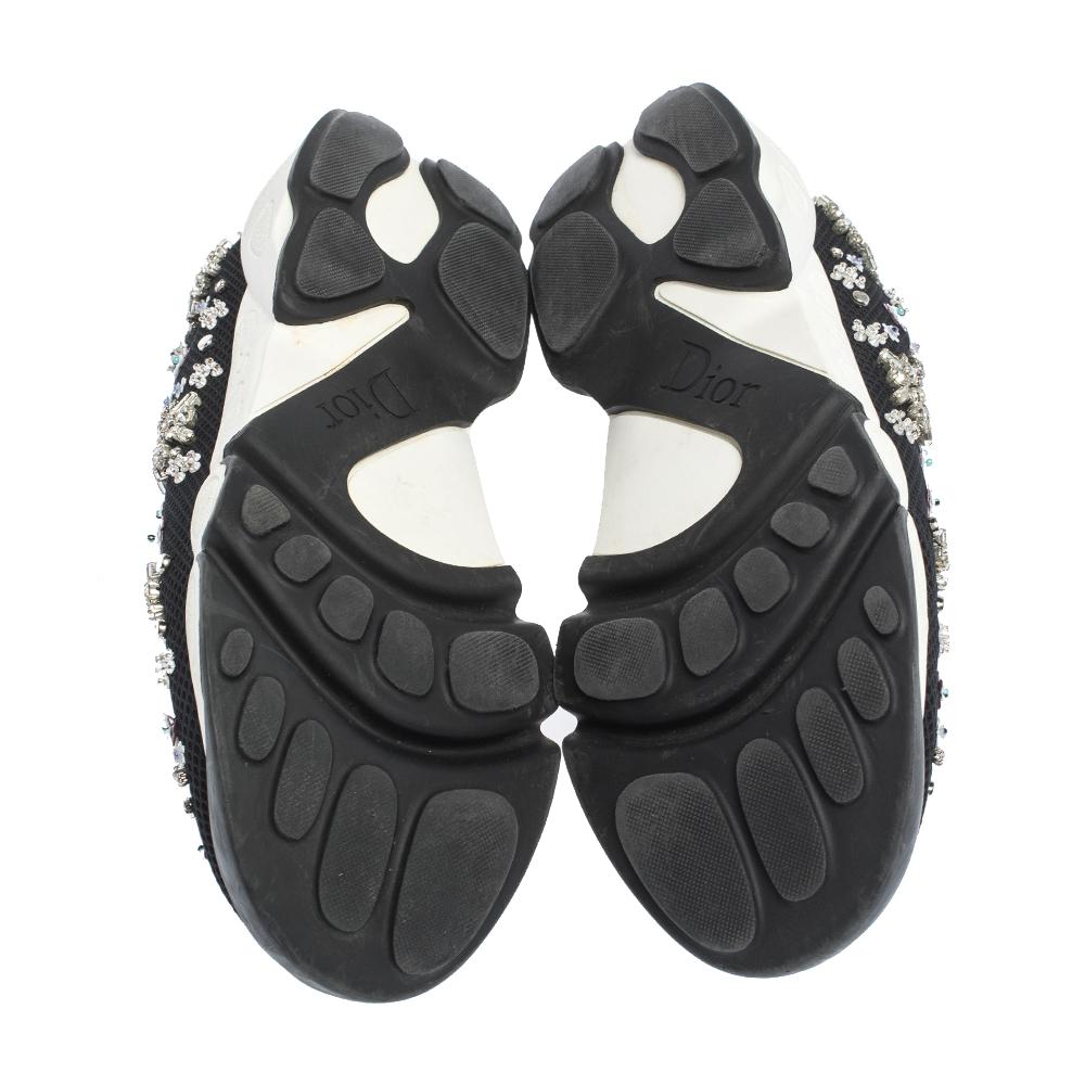 Dior Black Mesh Fusion Crystal Embellished Slip On Sneakers Size 37.5 3