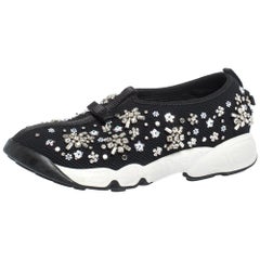 Dior Black Mesh Fusion Crystal Embellished Slip On Sneakers Size 37.5