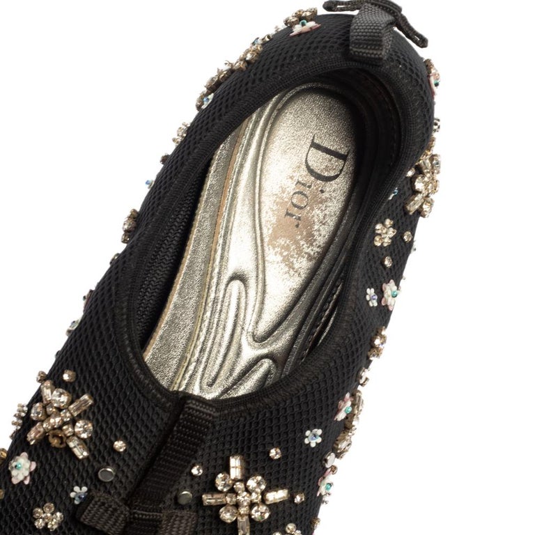 Dior Black Mesh Fusion Crystal Embellished Slip On Sneakers Size 40 at ...