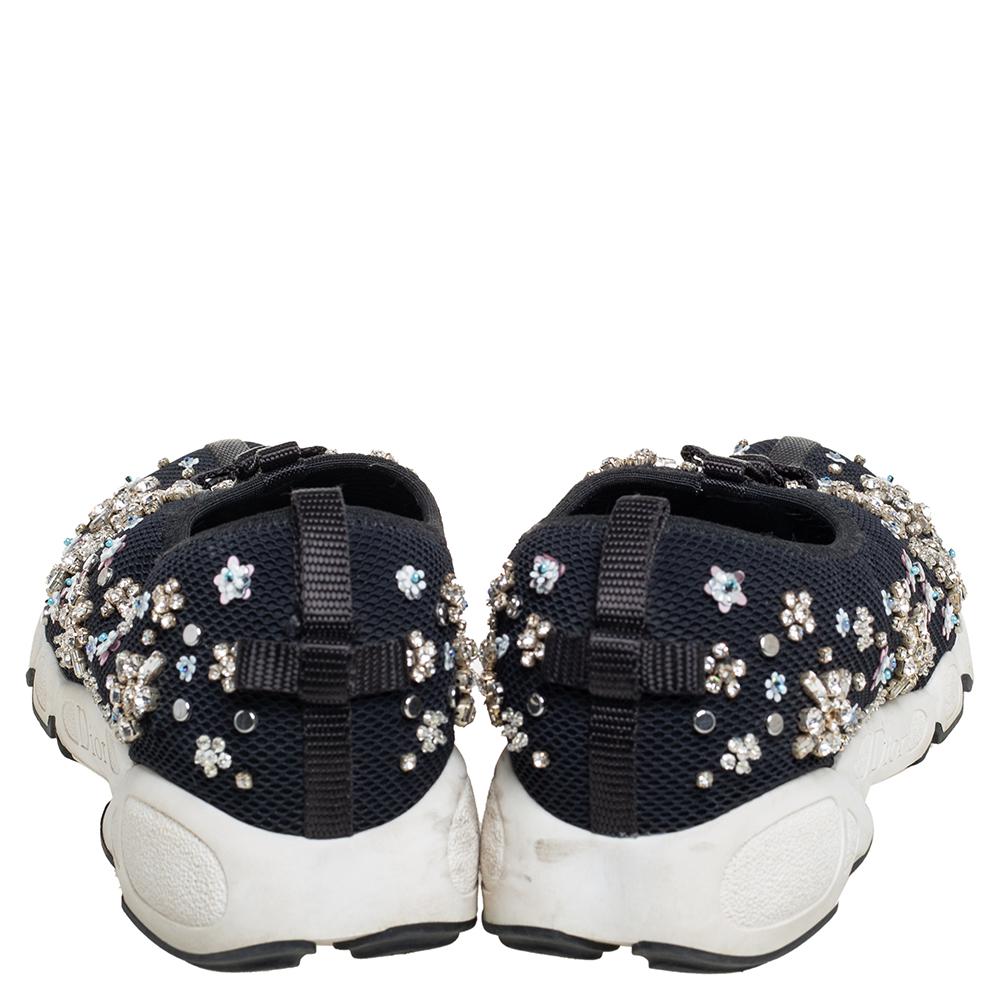 Dior Black Mesh Fusion Embellished Sneaker Size 38 In Good Condition In Dubai, Al Qouz 2