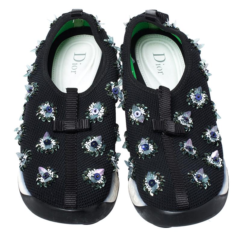Dior Black Mesh Fusion Embellished Sneakers Size 36.5 In Fair Condition In Dubai, Al Qouz 2