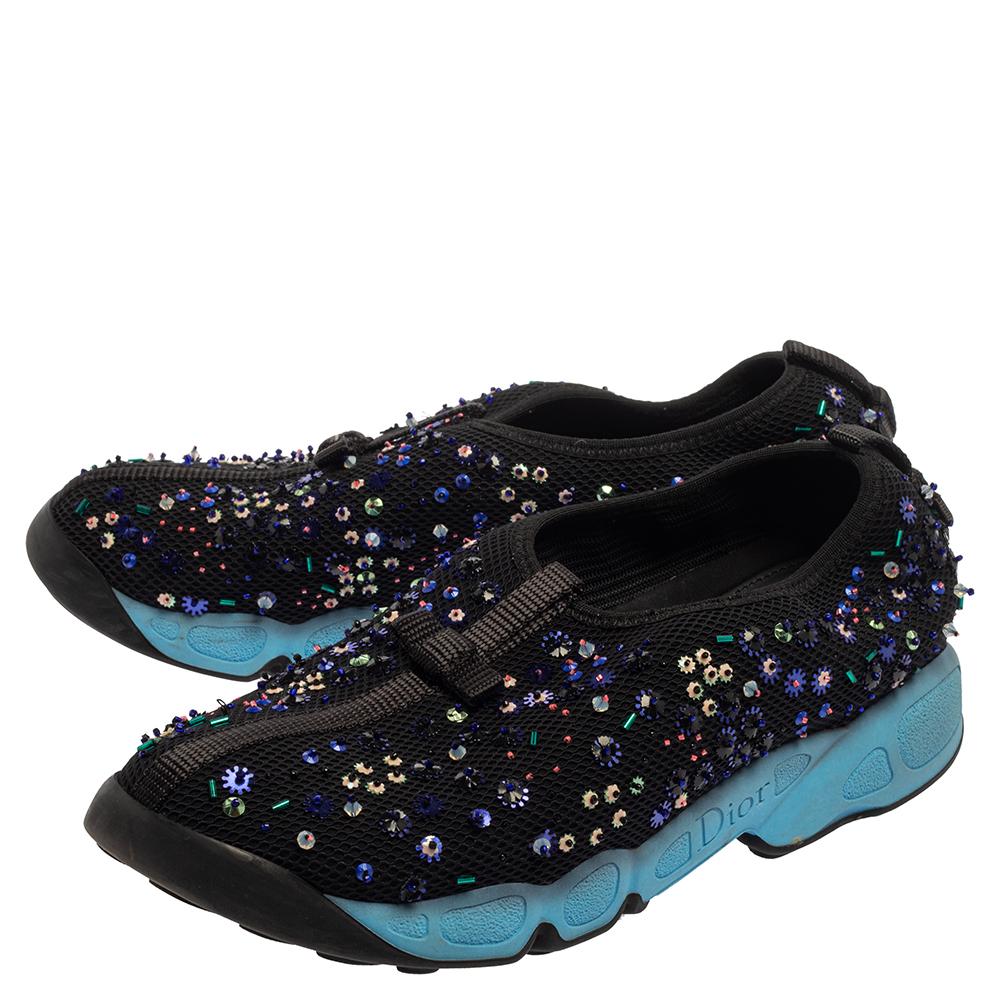Dior Black Mesh Fusion Embellished Sneakers Size 37 3