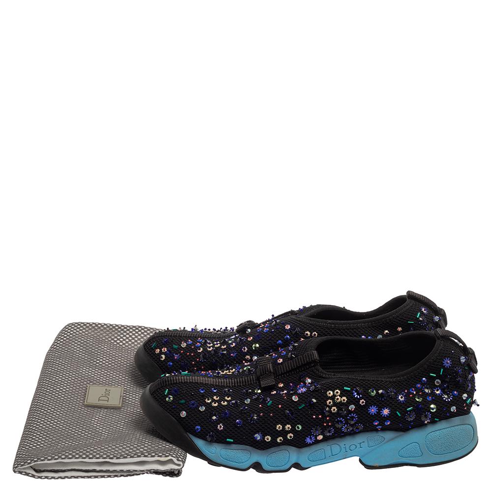 Dior Black Mesh Fusion Embellished Sneakers Size 37 4