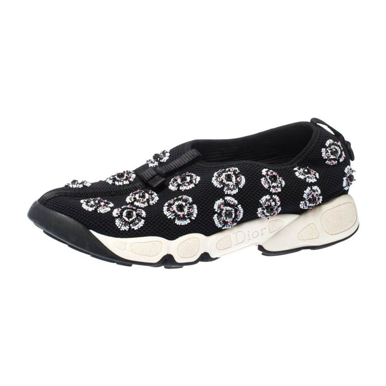 Dior Black Mesh Fusion Embellished Sneakers Size 38 at 1stDibs