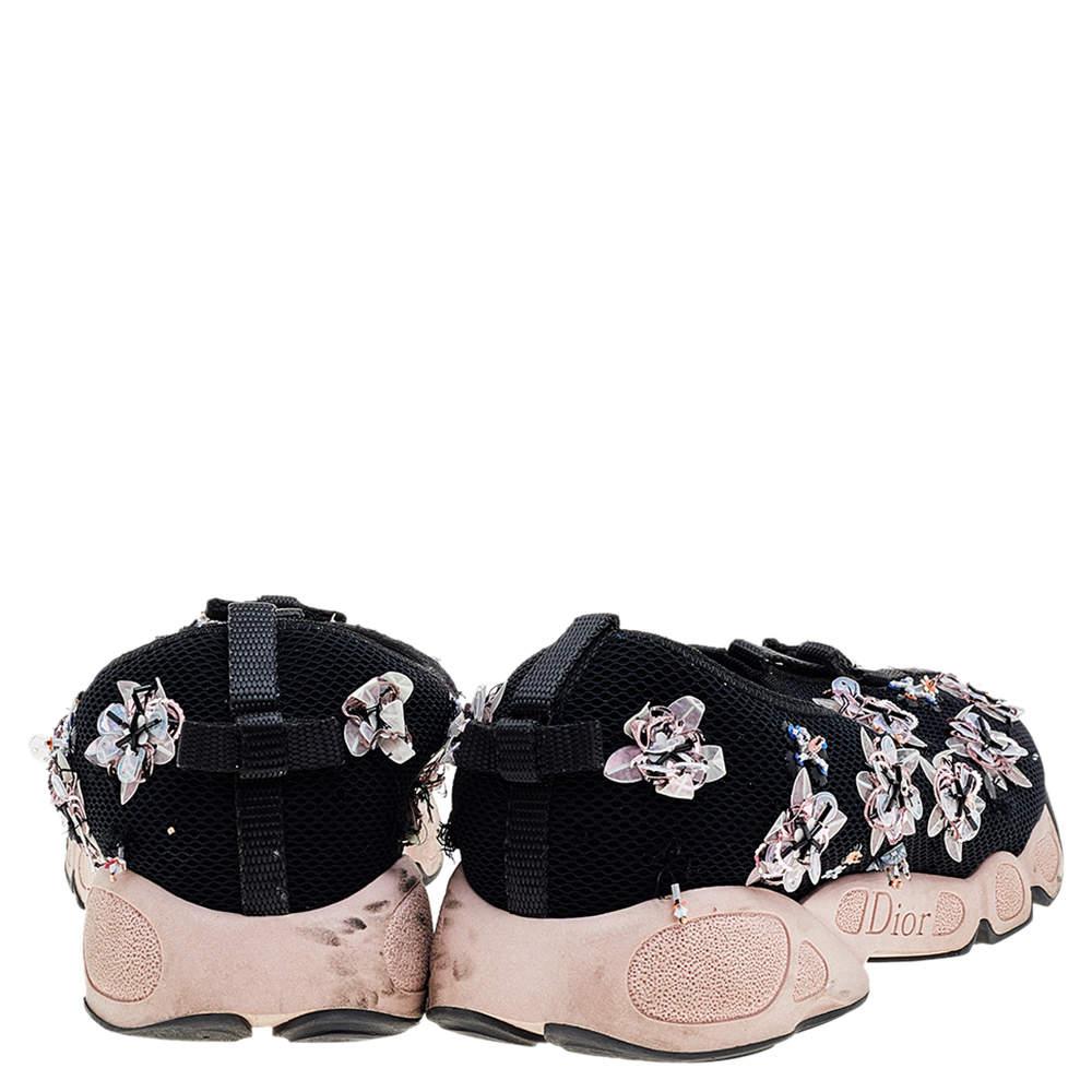 Dior Black Mesh Fusion Floral Embellished Slip On Sneakers Size 38 1