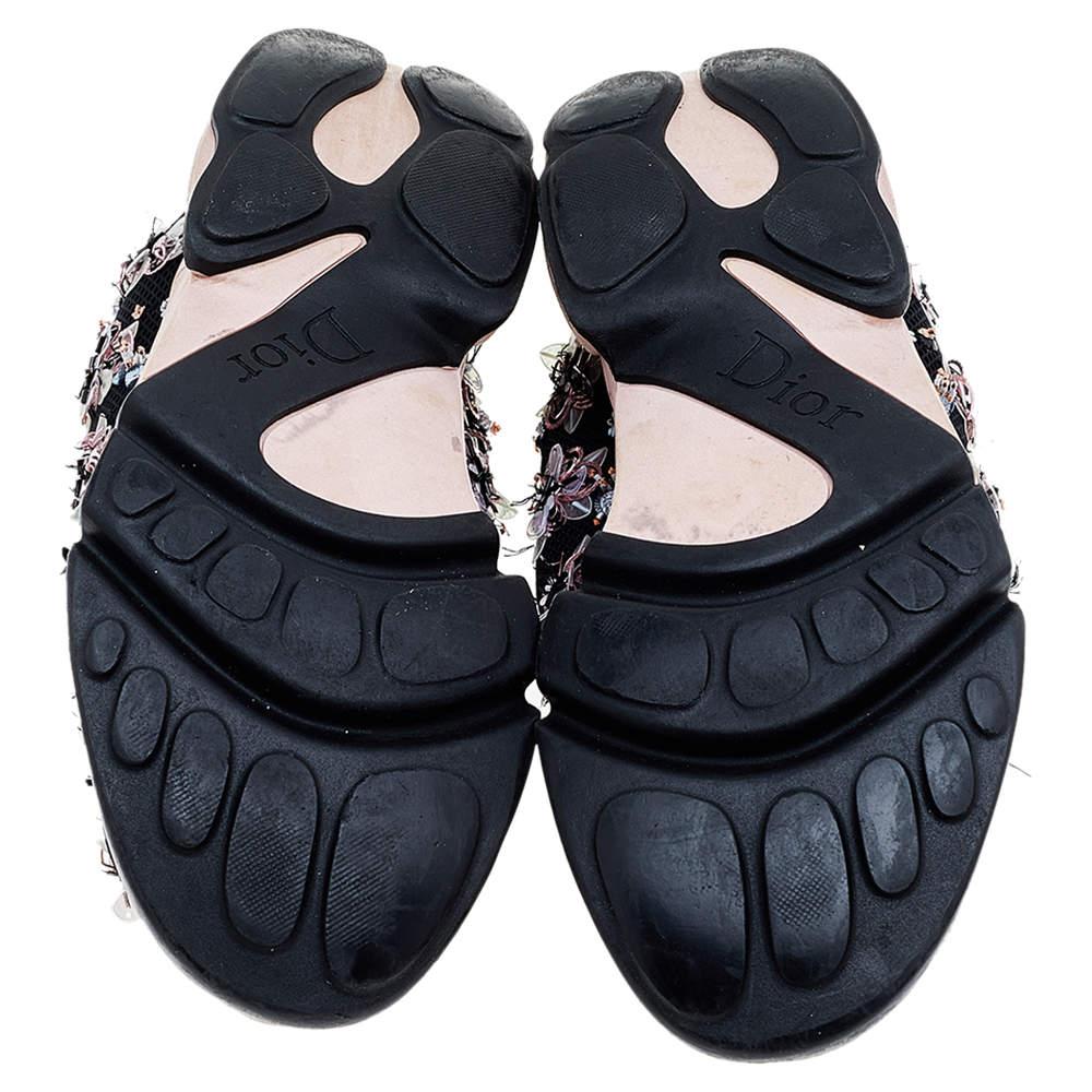 Dior Black Mesh Fusion Floral Embellished Slip On Sneakers Size 38 2