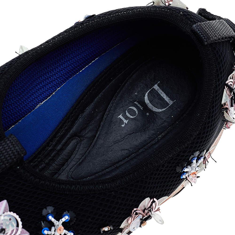Dior Black Mesh Fusion Floral Embellished Slip On Sneakers Size 38 3