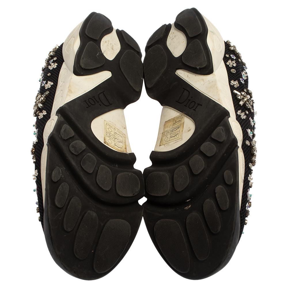 Dior Black Mesh Fusion Floral Embellished Slip On Sneakers Size 39 1