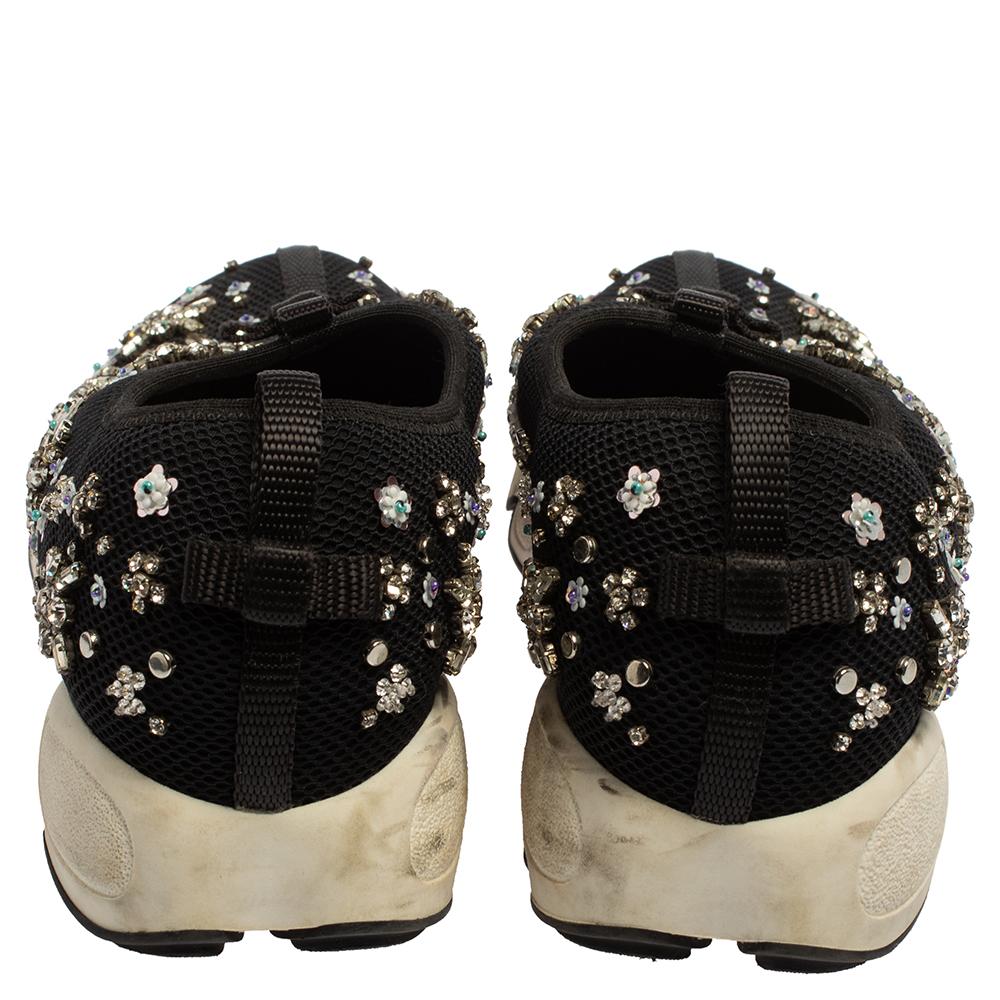 Dior Black Mesh Fusion Floral Embellished Slip On Sneakers Size 39 2