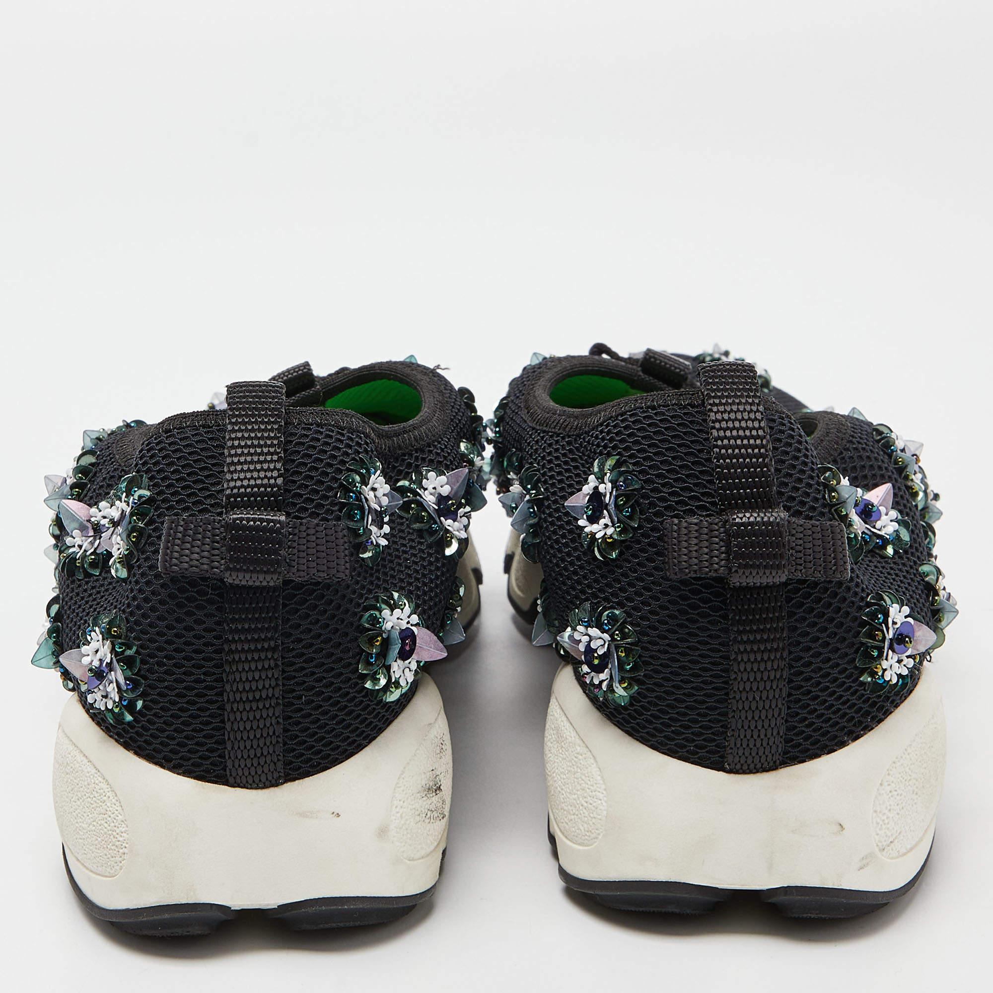 Dior Black Mesh Fusion Floral Embellished Slip On Sneakers Size 39.5 For Sale 1