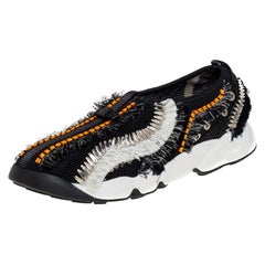 Dior Black Mesh Fusion Fringed and Embellished Slip On Sneakers Size 41