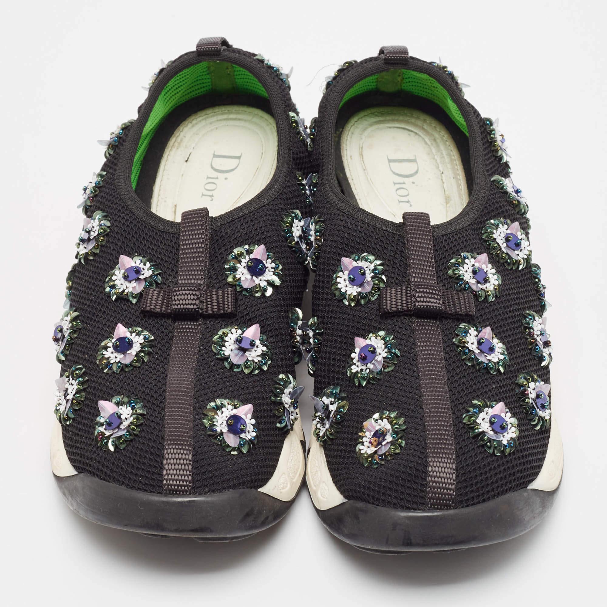 Dior Schwarz Mesh Fusion Slip On Turnschuhe Größe 38.5 im Zustand „Gut“ im Angebot in Dubai, Al Qouz 2