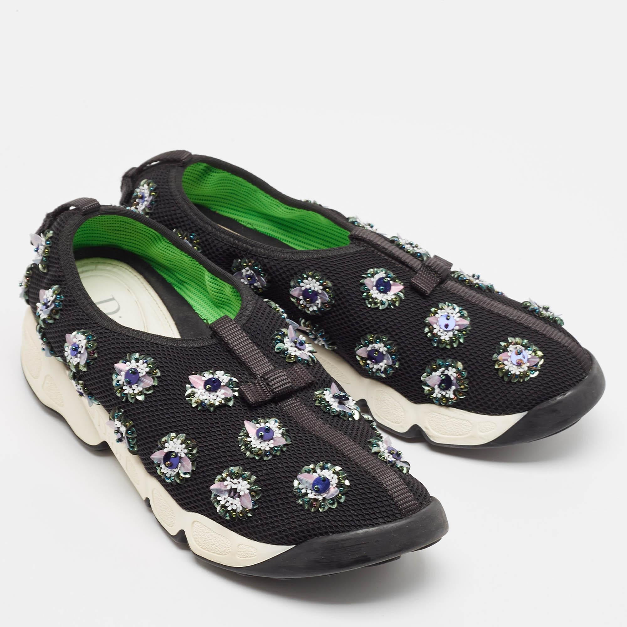 Dior Schwarz Mesh Fusion Slip On Turnschuhe Größe 38.5 Damen im Angebot