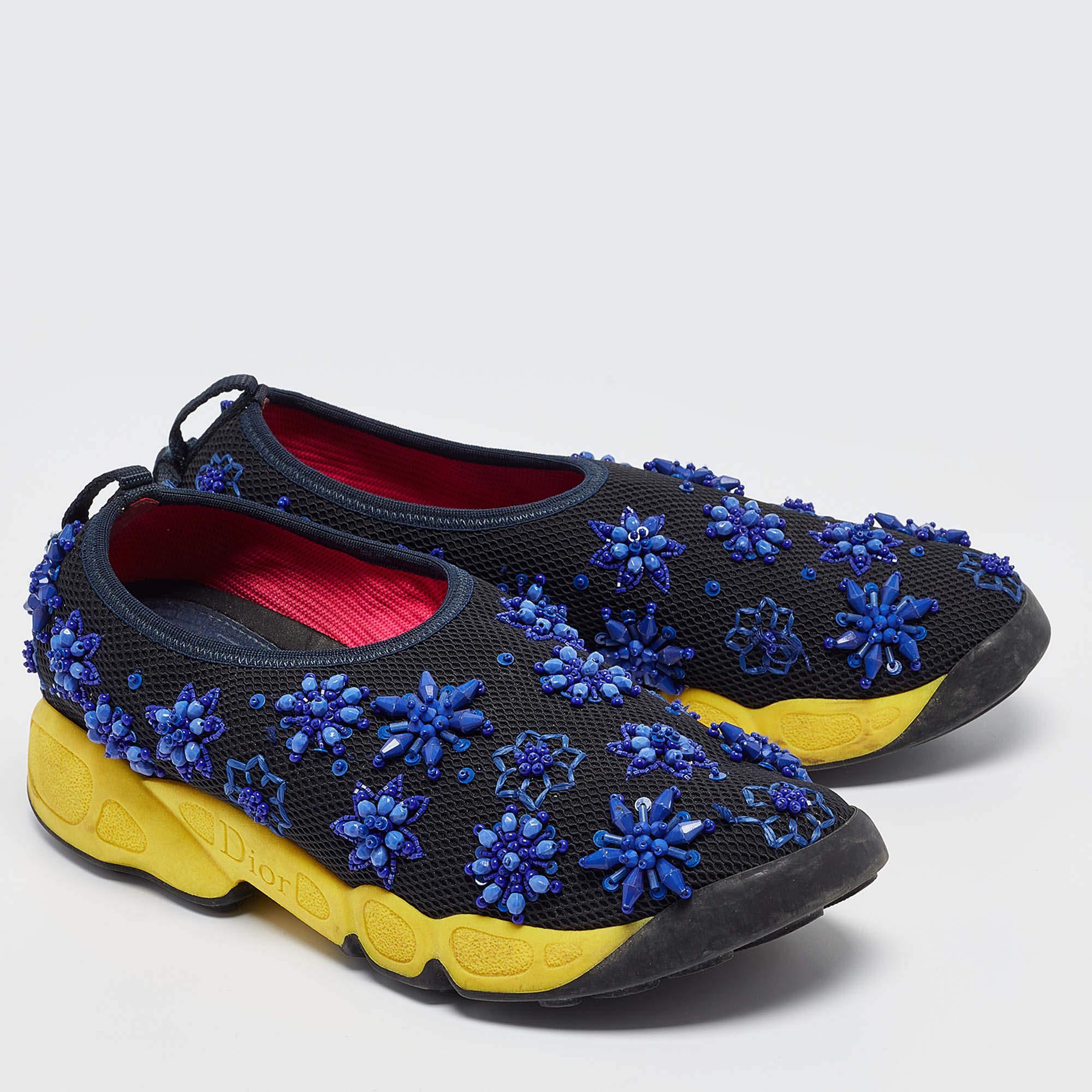 Dior - Baskets Fusion en maille noire, taille 36.5 État moyen - En vente à Dubai, Al Qouz 2