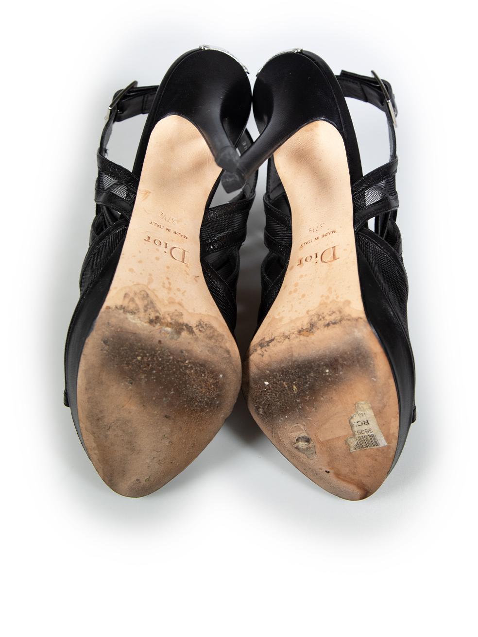 Women's Dior Black Mesh Slingback Heels Size IT 37.5