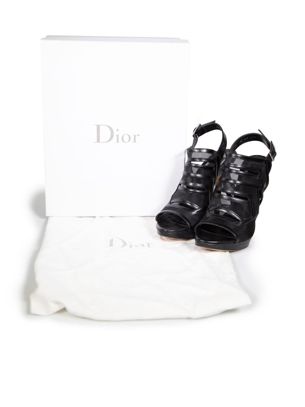 Dior Black Mesh Slingback Heels Size IT 37.5 3