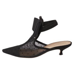 Dior Black Mesh, Suede, Elastic And Canvas Slingback Sandals Size 37