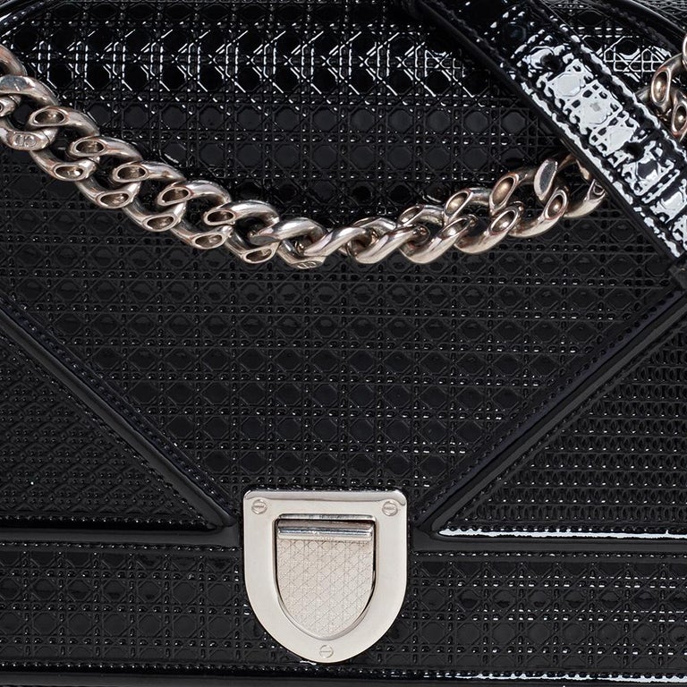 Dior Black Micro Cannage Patent Leather Medium Diorama Shoulder Bag 2