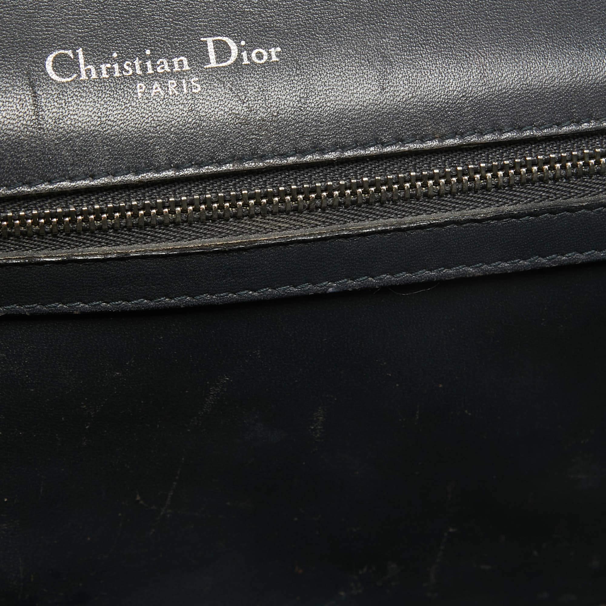 Dior Black Microcannage Patent Leather Medium Diorama Flap Shoulder Bag For Sale 6
