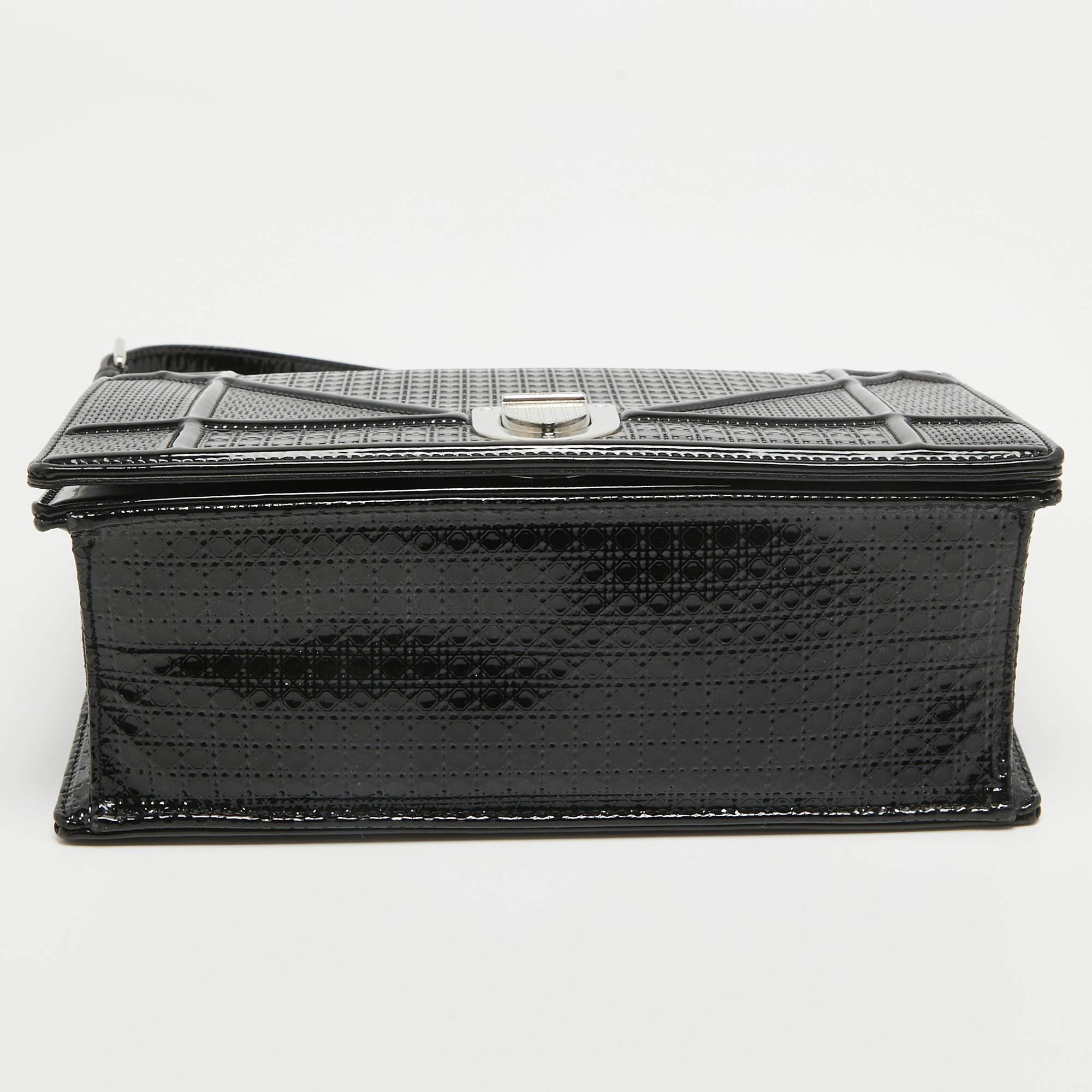 Dior Black Microcannage Patent Leather Medium Diorama Flap Shoulder Bag 3