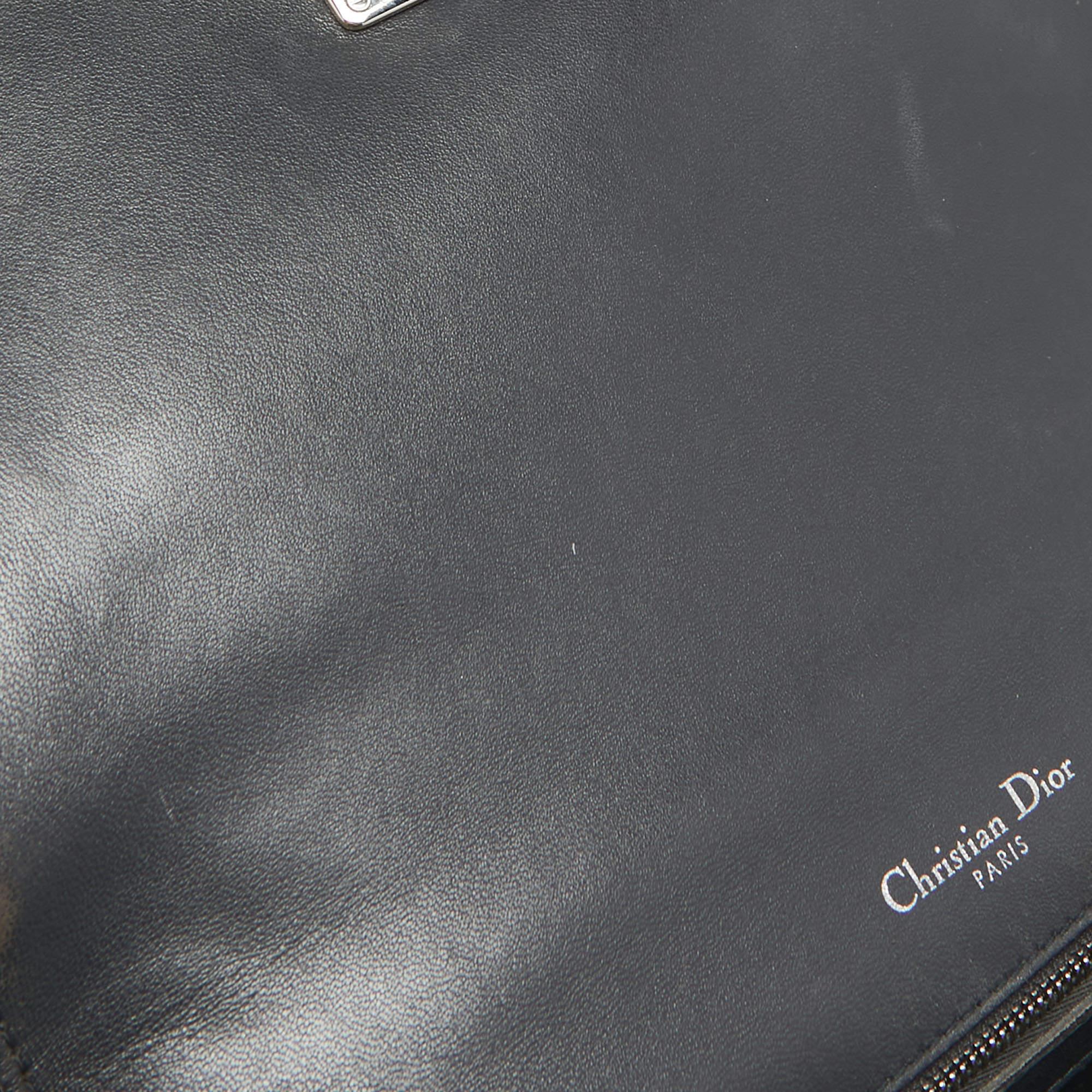 Dior Black Microcannage Patent Leather Medium Diorama Flap Shoulder Bag For Sale 4