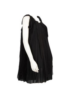 Dior Black Midi Pleated Dress Size S