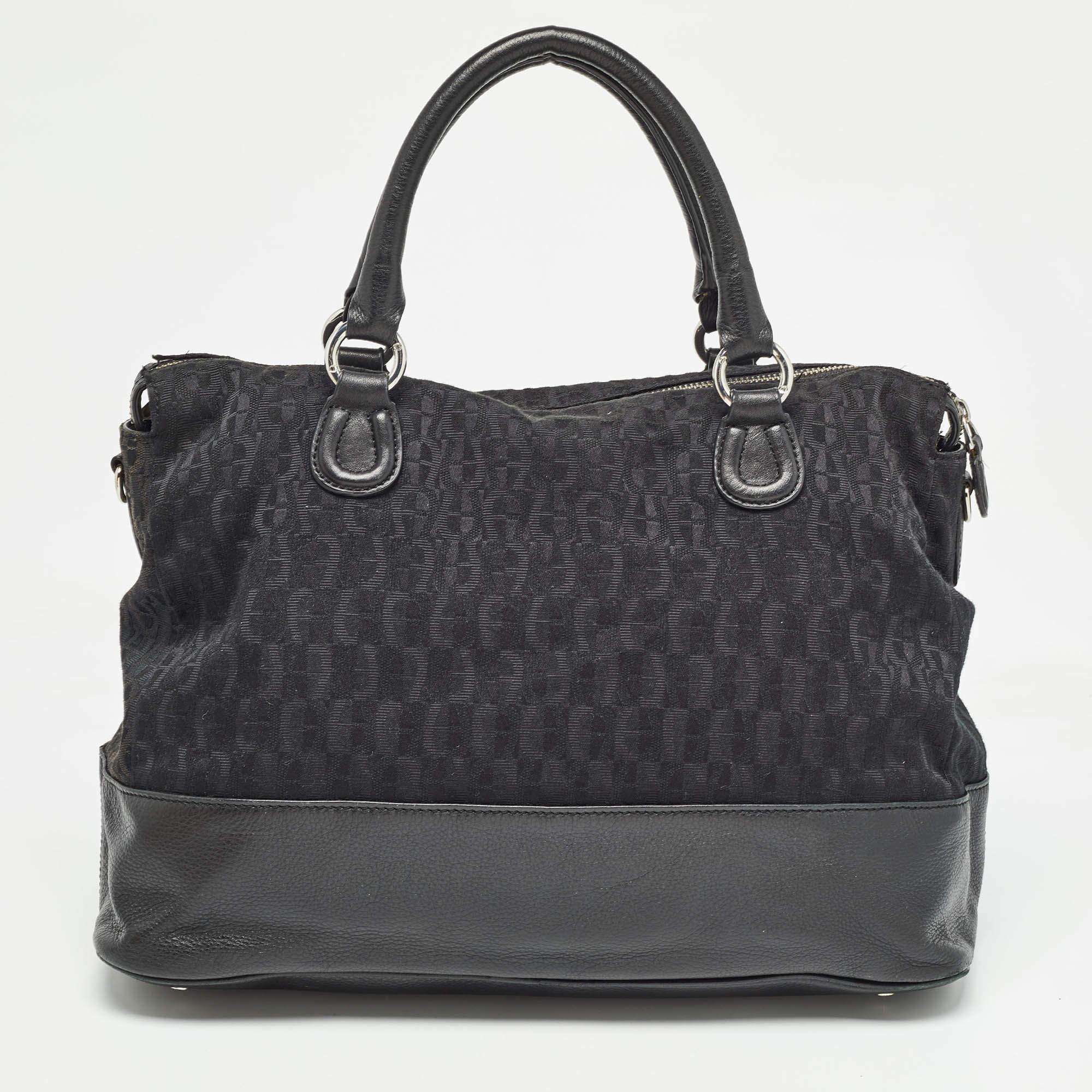 Women's Dior Black Monogram Canvas and Leather Front Pocket Tote For Sale