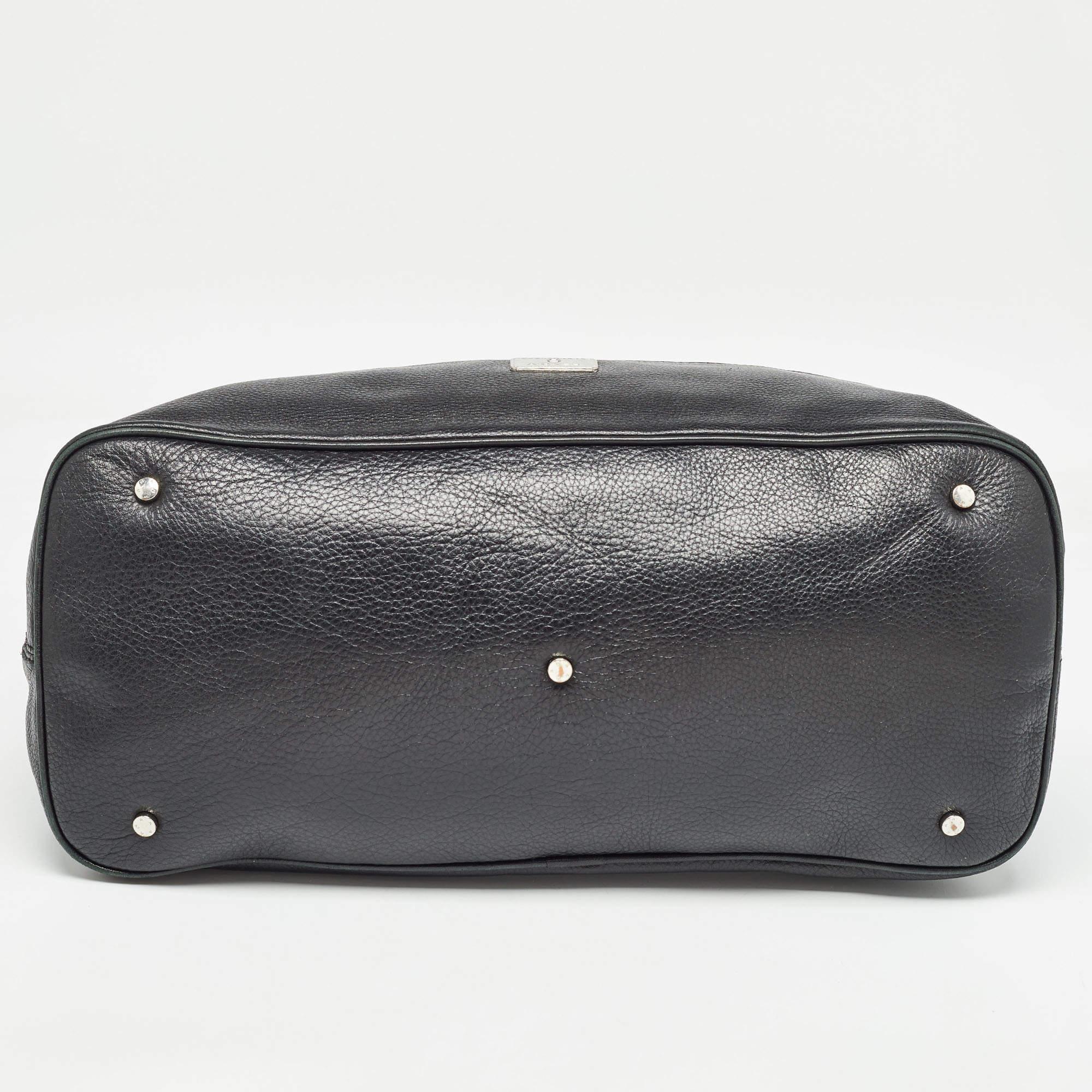 Dior Black Monogram Canvas and Leather Front Pocket Tote For Sale 2