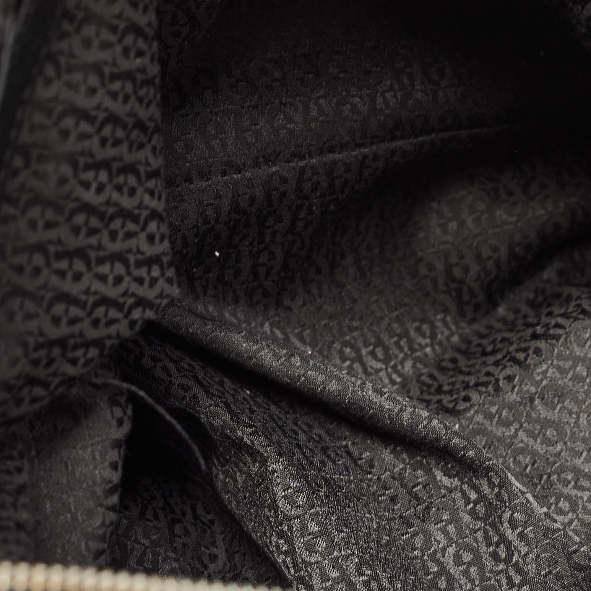 Dior Black Monogram Canvas and Leather Front Pocket Tote For Sale 4