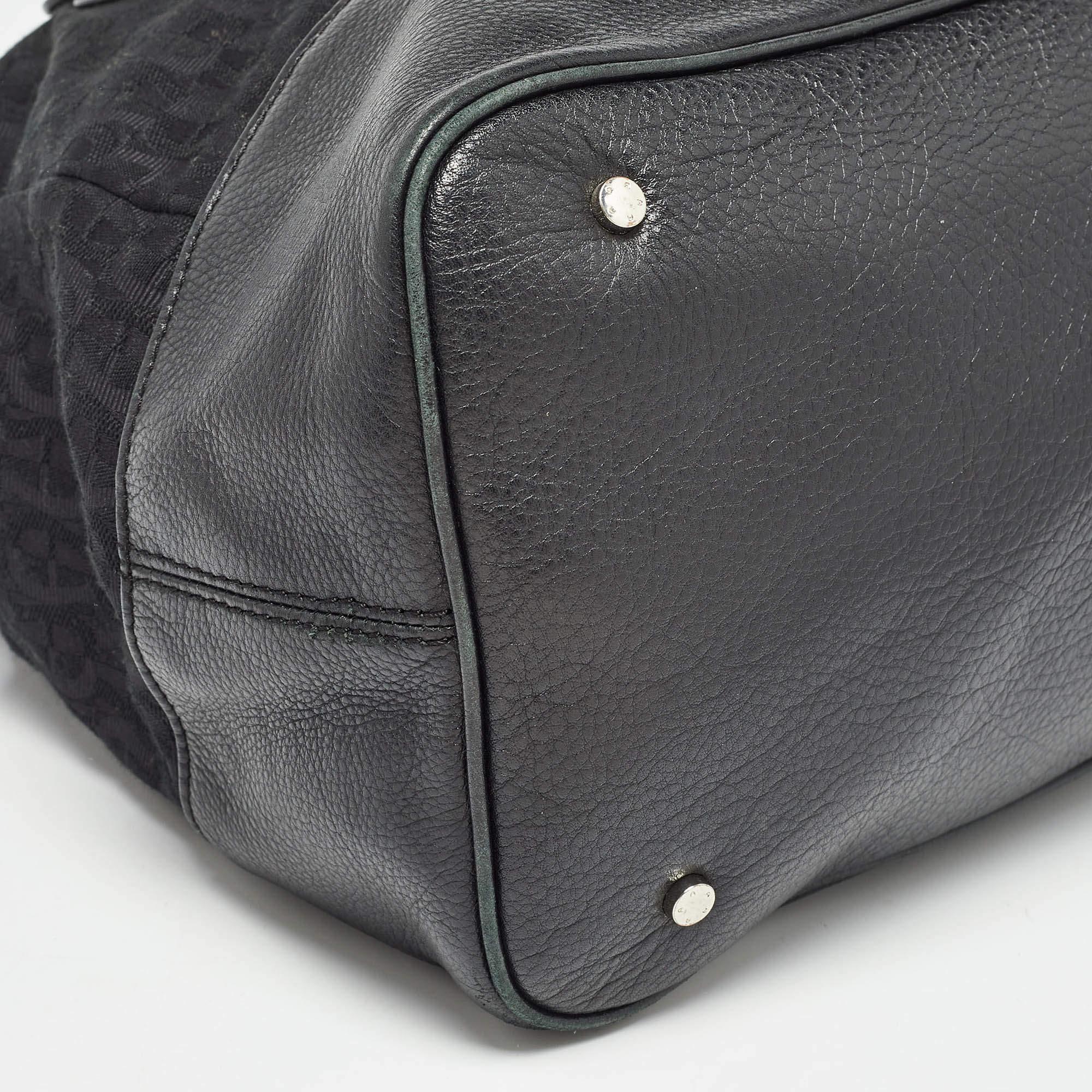 Dior Black Monogram Canvas and Leather Front Pocket Tote For Sale 5