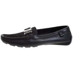 Dior Black Monogram Canvas And Leather Pointed Toe Loafer Flats Size 39