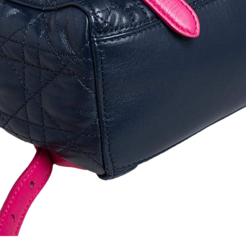 Dior Black/Navy Blue Leather and Mesh Stardust Embellished Backpack 4