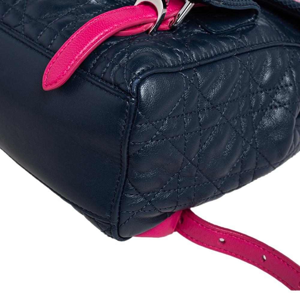 Dior Black/Navy Blue Leather and Mesh Stardust Embellished Backpack 1