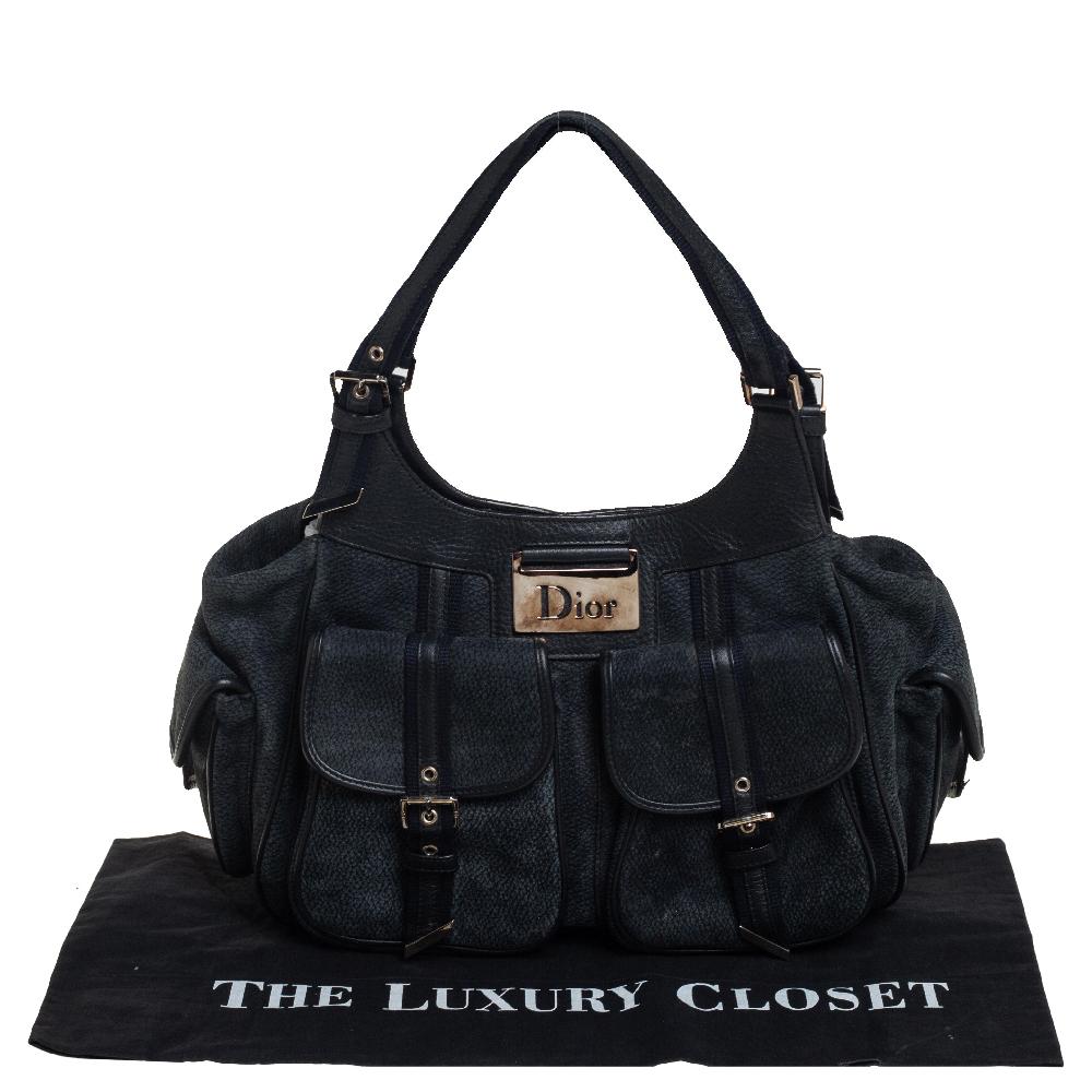 Dior Black/Navy Blue Nubuck and Leather Multi Pocket Shoulder Bag 8